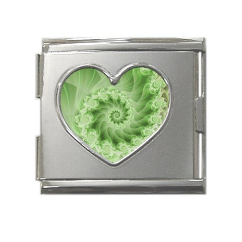 Fractal Lace Green Spiral Fractal Mega Link Heart Italian Charm (18mm) from ArtsNow.com Front