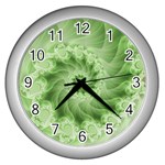 Fractal Lace Green Spiral Fractal Wall Clock (Silver)