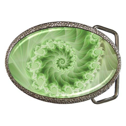 Fractal Lace Green Spiral Fractal Belt Buckle from ArtsNow.com Front