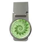 Fractal Lace Green Spiral Fractal Money Clip (Round)