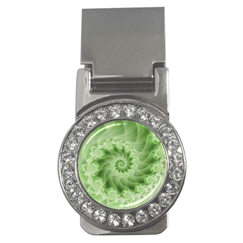 Fractal Lace Green Spiral Fractal Money Clip (CZ) from ArtsNow.com Front