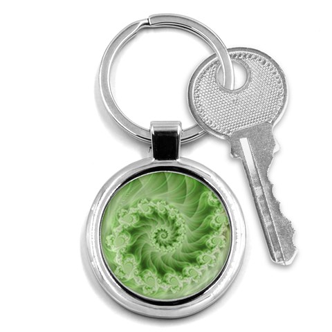 Fractal Lace Green Spiral Fractal Key Chain (Round) from ArtsNow.com Front