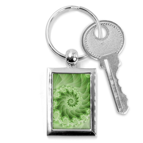 Fractal Lace Green Spiral Fractal Key Chain (Rectangle) from ArtsNow.com Front