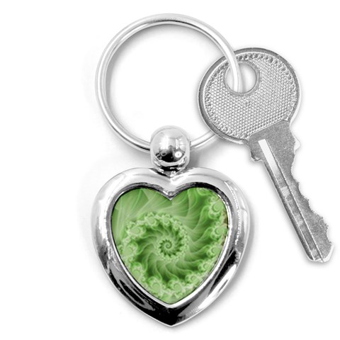 Fractal Lace Green Spiral Fractal Key Chain (Heart) from ArtsNow.com Front