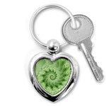 Fractal Lace Green Spiral Fractal Key Chain (Heart)