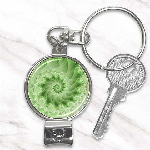 Fractal Lace Green Spiral Fractal Nail Clippers Key Chain from ArtsNow.com Front