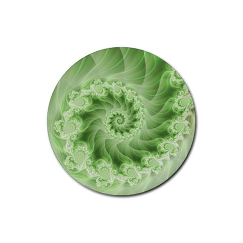 Fractal Lace Green Spiral Fractal Rubber Coaster (Round) from ArtsNow.com Front