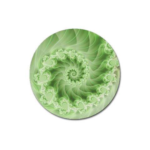 Fractal Lace Green Spiral Fractal Magnet 3  (Round) from ArtsNow.com Front