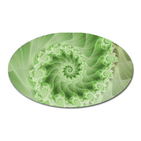 Fractal Lace Green Spiral Fractal Magnet (Oval) from ArtsNow.com Front