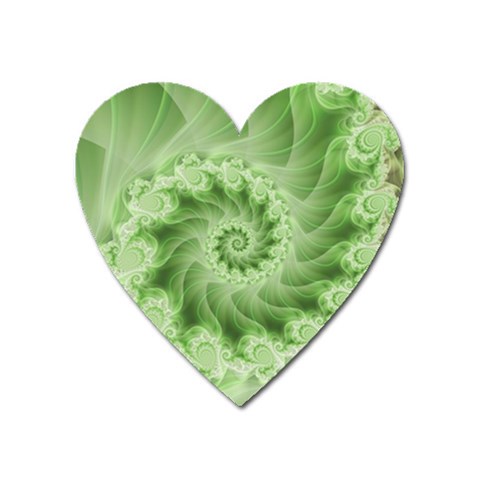 Fractal Lace Green Spiral Fractal Magnet (Heart) from ArtsNow.com Front