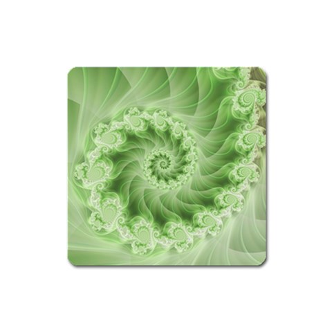 Fractal Lace Green Spiral Fractal Magnet (Square) from ArtsNow.com Front