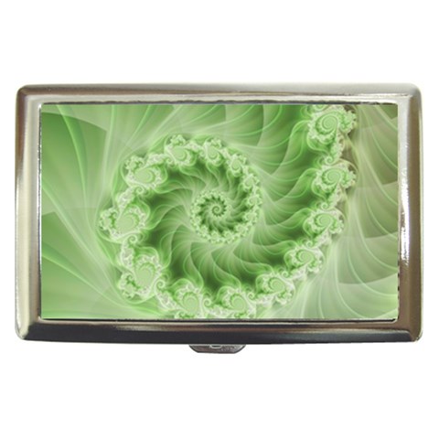 Fractal Lace Green Spiral Fractal Cigarette Money Case from ArtsNow.com Front