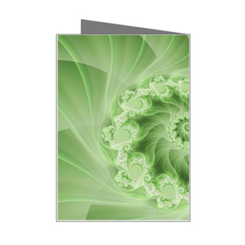 Fractal Lace Green Spiral Fractal Mini Greeting Card from ArtsNow.com Right