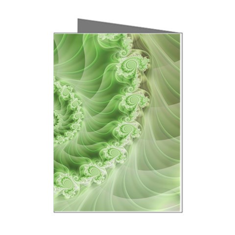 Fractal Lace Green Spiral Fractal Mini Greeting Cards (Pkg of 8) from ArtsNow.com Left