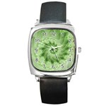 Fractal Lace Green Spiral Fractal Square Metal Watch