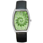 Fractal Lace Green Spiral Fractal Barrel Style Metal Watch