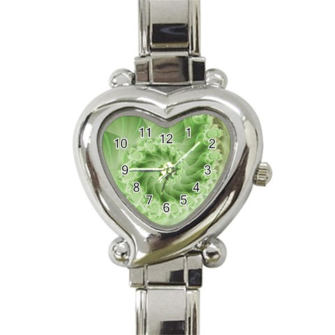 Fractal Lace Green Spiral Fractal Heart Italian Charm Watch from ArtsNow.com Front