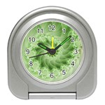 Fractal Lace Green Spiral Fractal Travel Alarm Clock