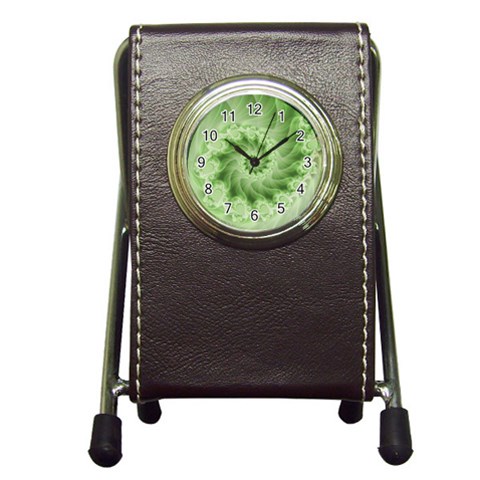 Fractal Lace Green Spiral Fractal Pen Holder Desk Clock from ArtsNow.com Front