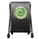 Fractal Lace Green Spiral Fractal Pen Holder Desk Clock