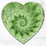 Fractal Lace Green Spiral Fractal Jigsaw Puzzle (Heart)