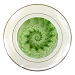 Fractal Lace Green Spiral Fractal Porcelain Plate