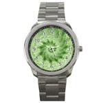 Fractal Lace Green Spiral Fractal Sport Metal Watch