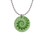 Fractal Lace Green Spiral Fractal 1  Button Necklace