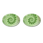 Fractal Lace Green Spiral Fractal Cufflinks (Oval)