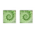 Fractal Lace Green Spiral Fractal Cufflinks (Square)