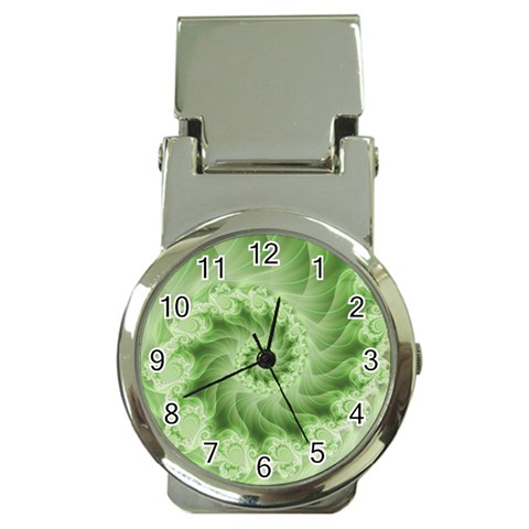 Fractal Lace Green Spiral Fractal Money Clip Watch from ArtsNow.com Front