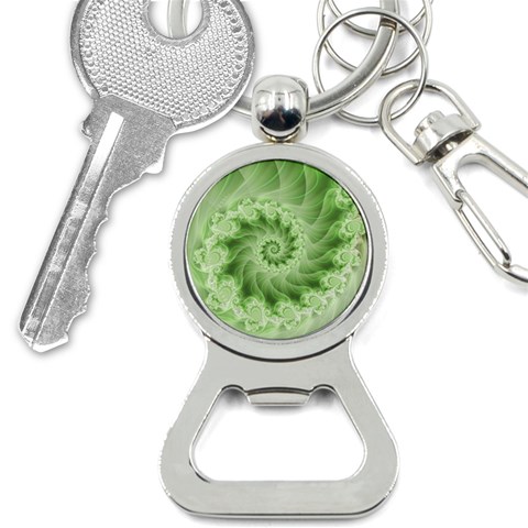 Fractal Lace Green Spiral Fractal Bottle Opener Key Chain from ArtsNow.com Front