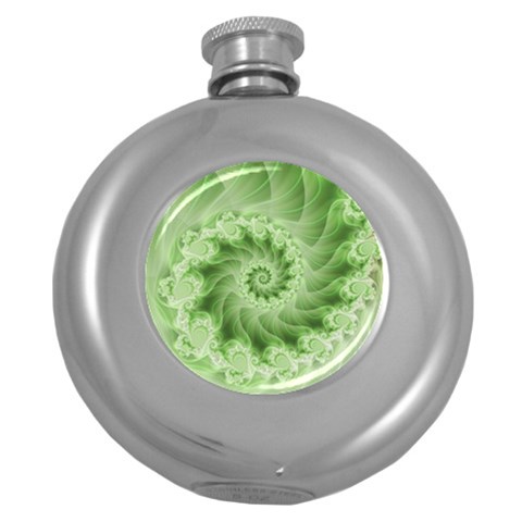 Fractal Lace Green Spiral Fractal Hip Flask (5 oz) from ArtsNow.com Front