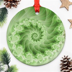 Fractal Lace Green Spiral Fractal Round Ornament (Two Sides) from ArtsNow.com Front