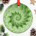 Fractal Lace Green Spiral Fractal Round Ornament (Two Sides)