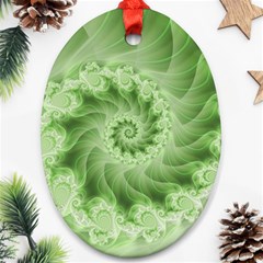 Fractal Lace Green Spiral Fractal Oval Ornament (Two Sides) from ArtsNow.com Front