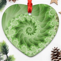 Fractal Lace Green Spiral Fractal Heart Ornament (Two Sides) from ArtsNow.com Front