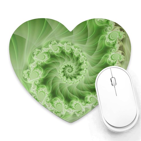 Fractal Lace Green Spiral Fractal Heart Mousepad from ArtsNow.com Front