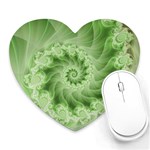 Fractal Lace Green Spiral Fractal Heart Mousepad