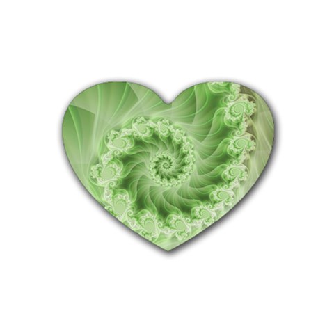 Fractal Lace Green Spiral Fractal Rubber Coaster (Heart) from ArtsNow.com Front