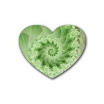 Fractal Lace Green Spiral Fractal Rubber Coaster (Heart)