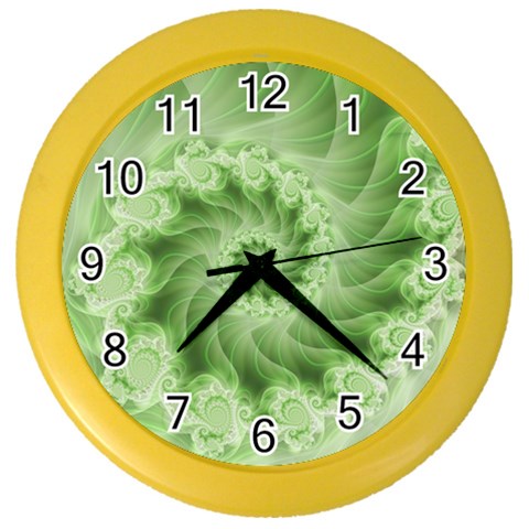 Fractal Lace Green Spiral Fractal Color Wall Clock from ArtsNow.com Front