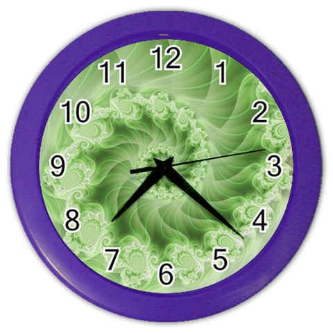 Fractal Lace Green Spiral Fractal Color Wall Clock from ArtsNow.com Front