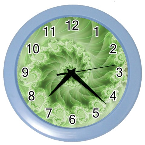 Fractal Lace Green Spiral Fractal Color Wall Clock from ArtsNow.com Front