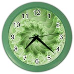 Fractal Lace Green Spiral Fractal Color Wall Clock