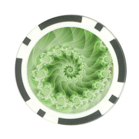 Fractal Lace Green Spiral Fractal Poker Chip Card Guard from ArtsNow.com Front