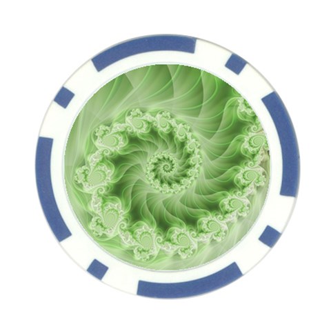 Fractal Lace Green Spiral Fractal Poker Chip Card Guard from ArtsNow.com Front