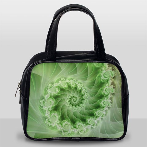 Fractal Lace Green Spiral Fractal Classic Handbag (One Side) from ArtsNow.com Front