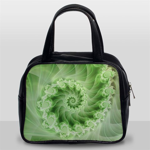 Fractal Lace Green Spiral Fractal Classic Handbag (Two Sides) from ArtsNow.com Front