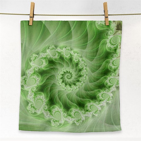 Fractal Lace Green Spiral Fractal Face Towel from ArtsNow.com Front